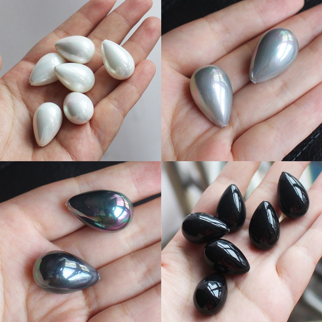 Shell Pearl Teardrop Beads Natural Gemstone Beads Half Etsy