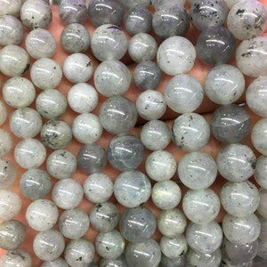 White Gray Labradorite Beads, Natural Gemstone Beads, Round Stone Beads 6mm 8mm 10mm 15&#39;&#39;