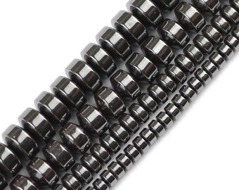 Hematite Rondelle Stone Beads, Natural Semi Precious Beads 3x4mm 3x6mm 5x8mm 6x10mm 15''