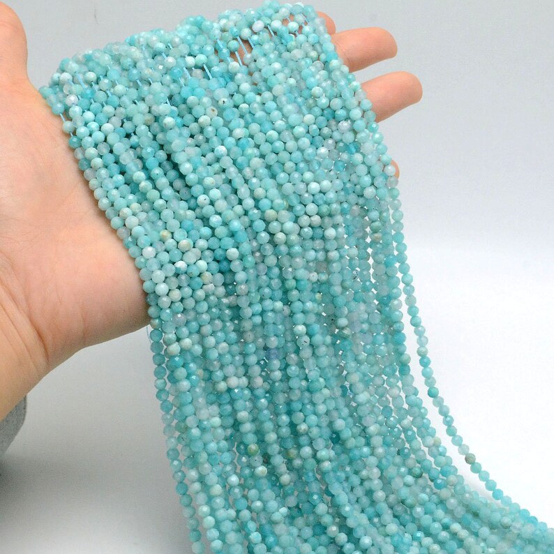 6 Sparkly Premium Amazonite Faceted Oval Beads 000612
