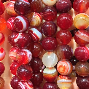 Dark Red Agate Beads, Natural Gemstone Beads, Smooth Round Stone Beads, 6mm 8mm 10mm 12mm 15&#39;&#39;