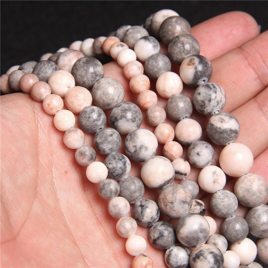 Pink Zebra Jasper Beads Natural Gemstone Beads Round Stone Etsy