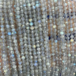 Natural Labradorite Faceted Beads For DIY Jewelry Making, Bracelets & Necklaces, Natural Stone Craft Supplies 2mm 3mm 4mm 15&#39;&#39;