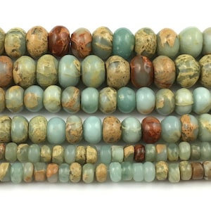 Impression Rondelle de Jaspe Perles de pierres précieuses naturelles Perles de pierres brutes 2 x 4 mm 4 x 6 mm 5 x 8 mm 15 po.