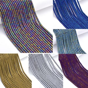 Natural Hematite Heishi Matte Beads Plated Hematite Stone Beads For Jewelry Making 2mm 3mm 4mm 6mm 15&#39;&#39;