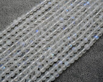 4mm A+ Blue Flash Moonstone Beads, Natural Gemstone Beads 15''
