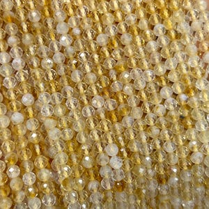 Genuine Citrine Faceted Bead, Natural Gemstone Beads, Round Stone Beads 2mm 3mm 4mm 15&#39;&#39;