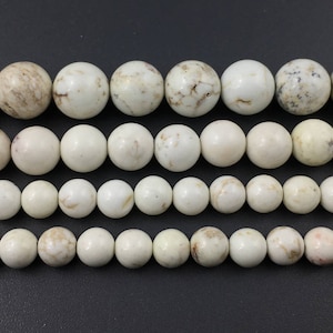 White Magnesite Stone Beads, Natural Gemstone Beads, 4mm 6mm 8mm 10mm 12mm 15''