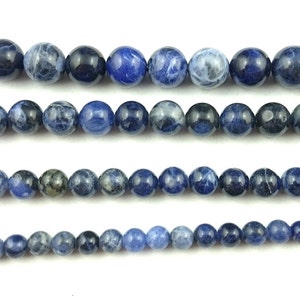 Blue Sodalite 8mm Knotted Gemstone Necklace: Stainless Steel O - Foto 3