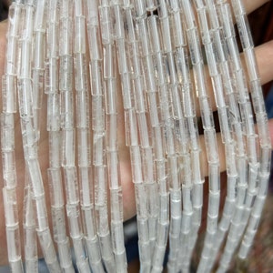 Crystal Tube Beads, Natural Gemstone Beads, Stone Beads For Jewelry Making 4x13mm 15&#39;&#39;