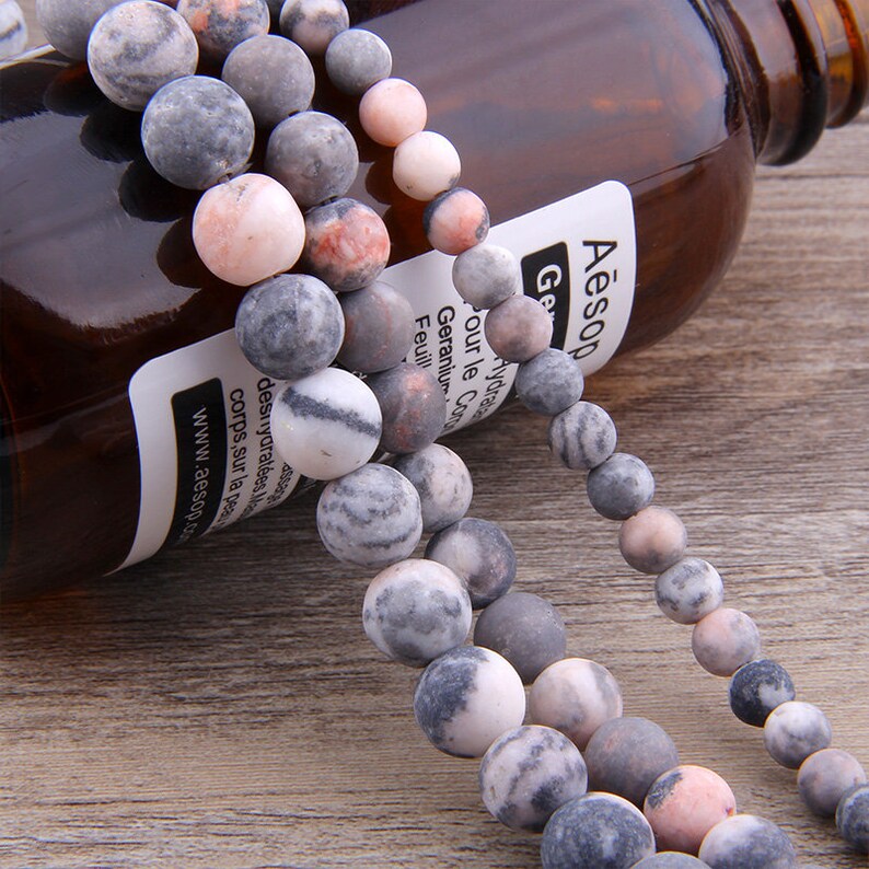 Pink Zebra Jasper Matte Beads Natural Gemstone Beads Round Etsy Canada