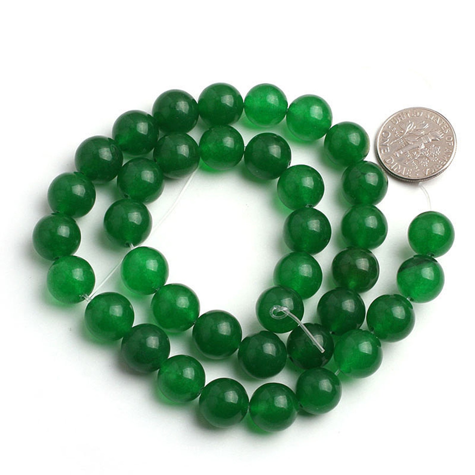 Dark Green Jade Beads Natural Gemstone Beads Round Jade Etsy