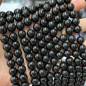 Black Jet Beads, Natural Gemstone Beads, Round Loose Stone Beads 6mm 8mm 10mm 15&#39;&#39;