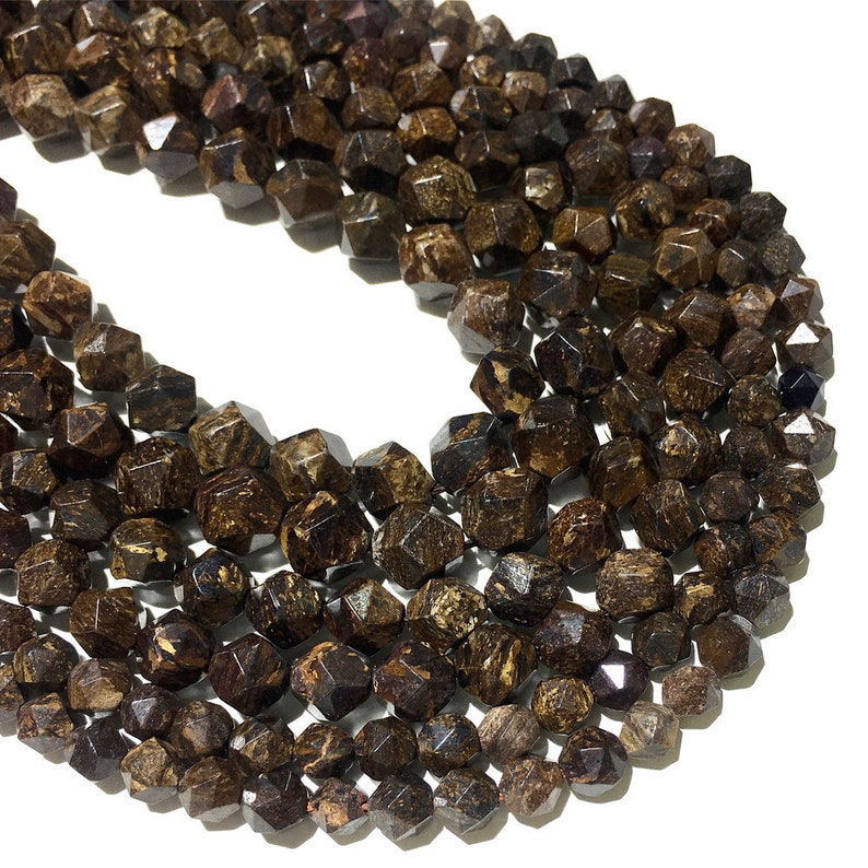 Bronzite Faceted Beads Natural Gemstone Beads Nugget Stone Beads For Jewelry Making 6mm 8mm 10mm 15/'/'