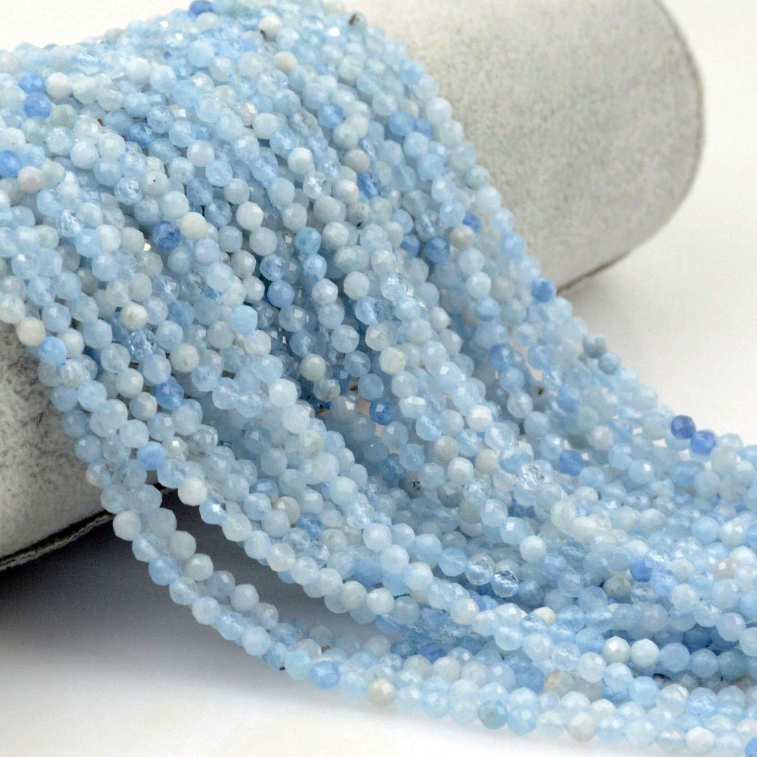 Aquamarine Faceted Beads Natural Gemstone Beads 2mm 3mm 4mm Etsy