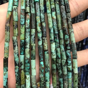 African Turquoise Tube Beads, Natural Gemstone Beads, Loose Stone Beads 4x13mm 15&#39;&#39;