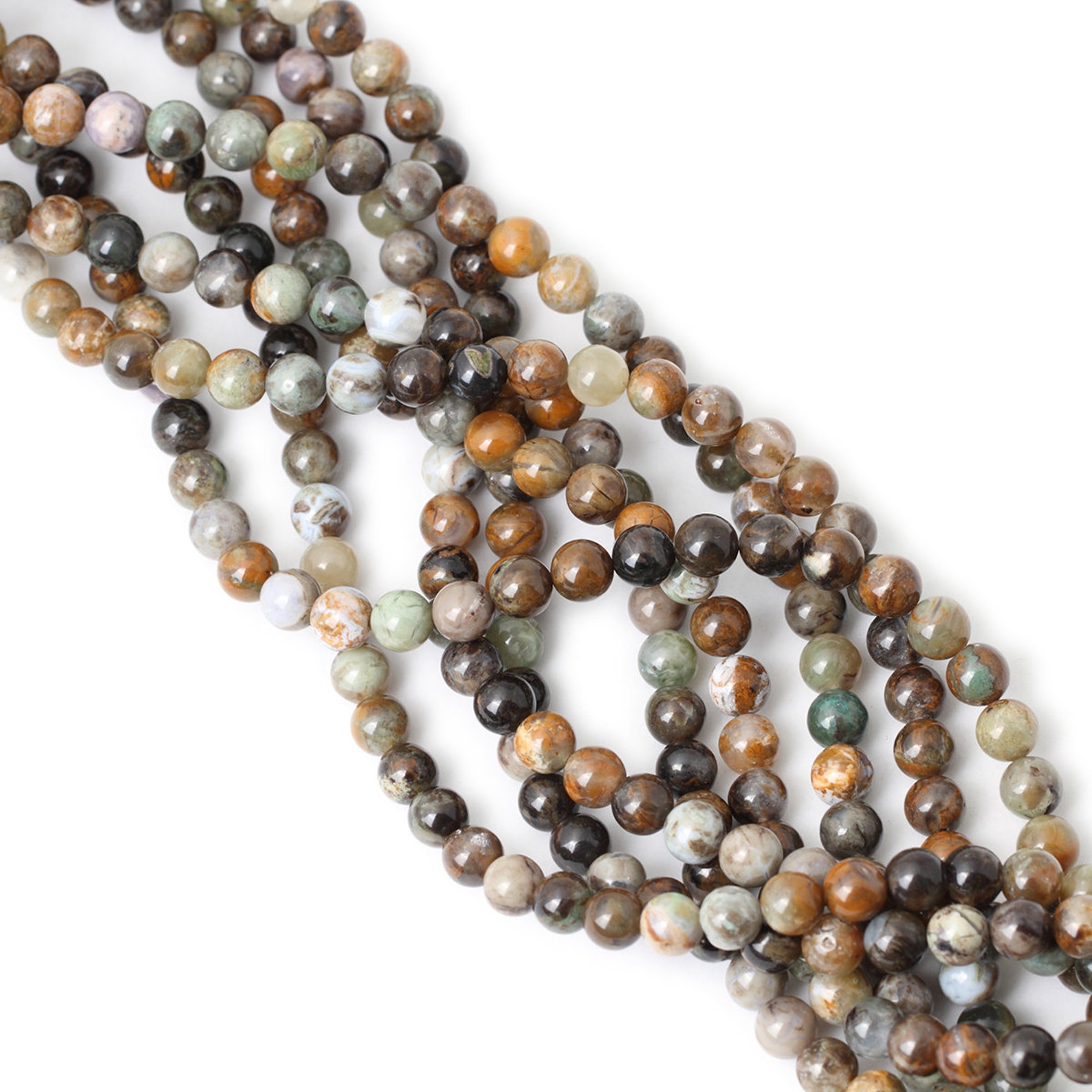 Brown Ocean Jade Beads Natural Gemstone Beads Round Jade Etsy