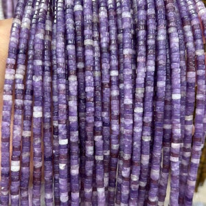 Natural Purple Lepidolite Stone Beads Heishi Gemstone Beads Rondelle Beads For Jewelry Making 2/3x4mm 15''