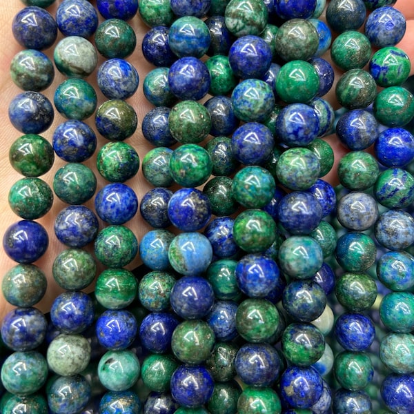 Green Lapis Lazuli Beads, Natural Gemstone Beads, Round Stone Beads 4mm 6mm 8mm 10mm 12mm 15''