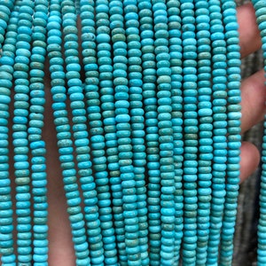 Blau Türkis Rondelle Perlen, natürliche Edelstein-Perlen, Steinperlen 2 x 4 mm 2 x 6 mm 15 &#39;&#39;