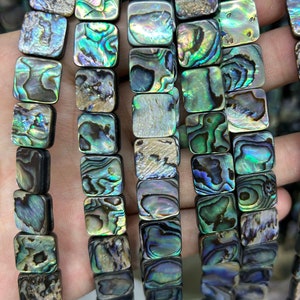 Abalone Shell Square Beads, Natural Shell Beads For Jewelry Making 8mm 10mm 12mm 14mm 15&#39;&#39;