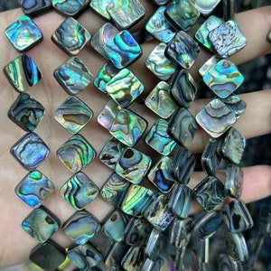 Abalone Shell Diamond Beads, Natural Shell Flat Beads For Jewelry Making 8mm 10mm 12mm 14mm 16mm 15&#39;&#39;