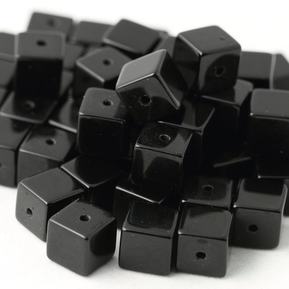 Black Onyx Cube Beads Natural Gemstone Beads Loose Stone Etsy