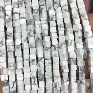 White Howlite Cube Beads Natural Gemstone Beads Cube Spacer Stone Beads 4-5mm 15&#39;&#39;
