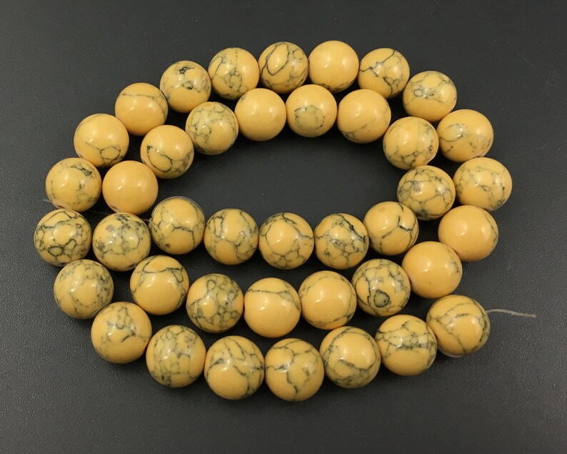 Yellow Howlite Turquoise Beads Loose Gemstone Beads Round Etsy