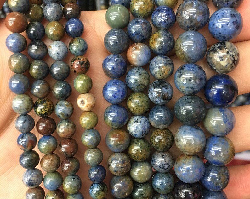 A Rainbow Dumortierite Beadsnatural Gemstone Beads Round Etsy