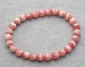 Rhodochrosite Bracelet For Women Bracelet, Natural Stone Bracelet, Healing Bead Bracelet 4mm 6mm 7mm 8mm 7''