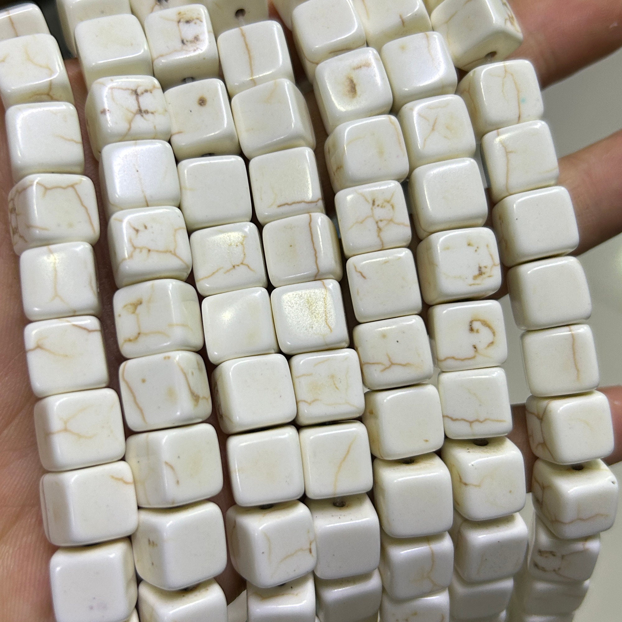 White Howlite Turquoise Cube Beads, Loose  Beads For Jewelry Making  4mm 6mm 8mm 10mm 15''