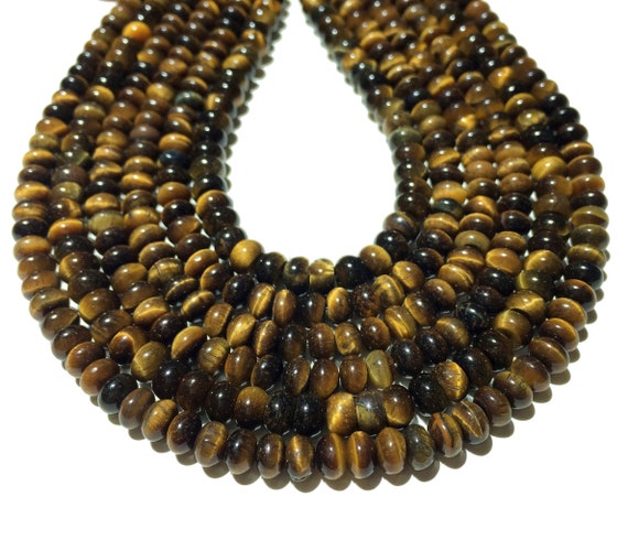 Tiger Eye Beads, Natural, 5x8mm Smooth Rondelle