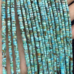 Genuine Turquoise Beads, Natural Gemstone Beads, Rondelle Wheel Beads, Turquoise Stone Beads 2mm 3mm 4mm