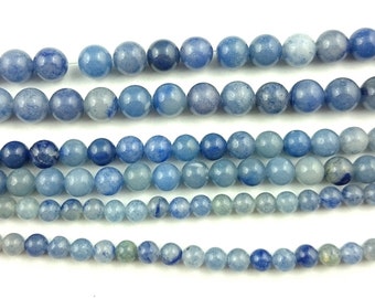 Cuentas redondas de aventurina azul, piedra preciosa natural, tira de 15''