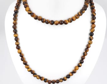 Handmade Tiger Eye Beaded Necklace, Yellow Gemstone Choker