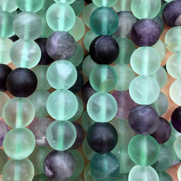 Fluorite Matte Beads, Natural Gemstone Beads, Round Frosted Stone Beads 4mm 6mm 8mm 10mm 12mm 15''