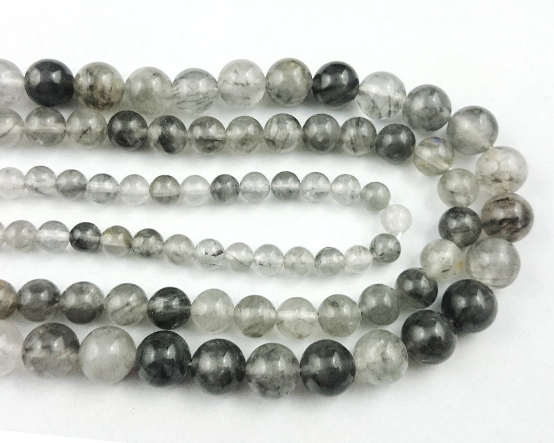 Natural Gray Cloudy Quartz Gemstone Beads Polished Gemstone Etsy