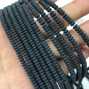 Black Onyx Matte Beads, Natural Gemstone Beads, Small Rondelle Stone Beads 2x4mm 15&#39;&#39;
