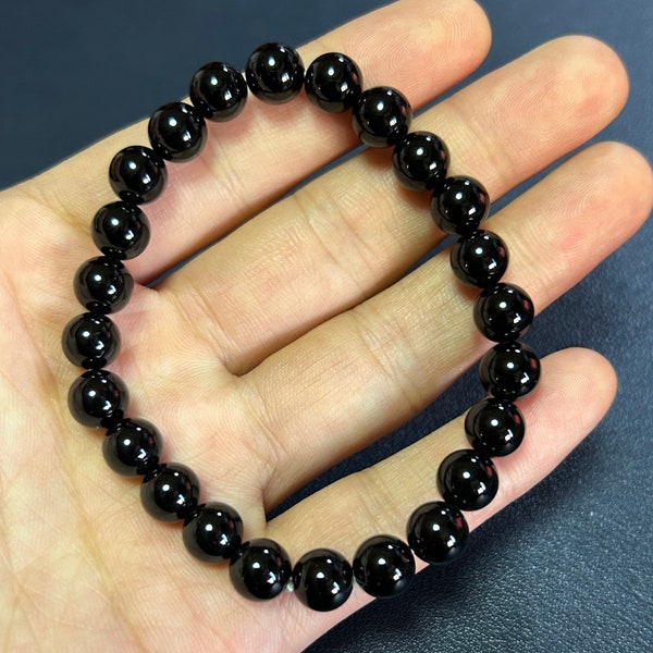 Women Bracelet,Men Bracelet Black Onyx Stone Beads Bracelet 4mm 6mm 8mm 10mm 12mm 14mm 8''