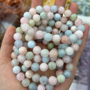 Bransoletka z morganitu dla kobiet Bransoletki kryształowe Prezenty Bransoletki przyjaźni Bransoletki z naturalnych kamieni 8 mm 10 mm 7.5&#39;&#39;