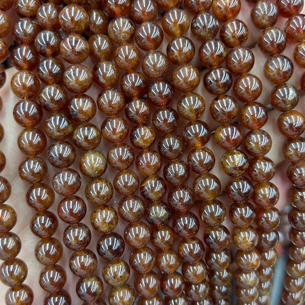 Orange Garnet Stone Beads, Natural Gemstone Beads For Jewelry Making 6mm 8mm 10mm 15''