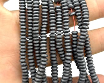 Hematite Matte Rondelle Stone Beads, Natural Gemstone Beads For Jewelry 3mm 4mm 6mm 8mm 15''