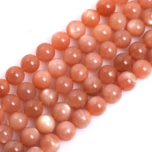 AAA Orange Moonstone Beads, Natural Gemstone Beads, Round Stone Beads 4mm 6mm 8mm 10mm 15&#39;&#39;