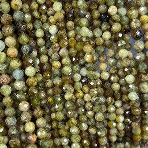 Natural Yellow Green Garnet Faceted Beads Gemstone Beads Round Stone Beads 2mm 3mm 4mm 15&#39;&#39;