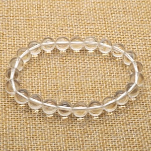 Women Bracelet, Clear Crystal Quartz Bracelet, Stone Beads Bracelet 4mm 6mm 8mm 10mm 12mm 8''