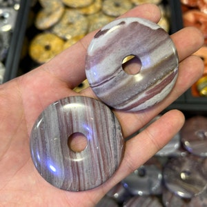 50mm Fantasy Jasper Stone Donut Pendant, Natural Gemstone Beads, Stone Beads, 1pc
