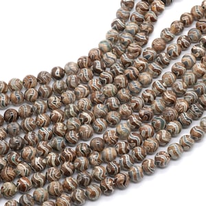 Tibetan Dzi Beads, Dzi Agate Beads, Natural Gemstone Beads, Round Stone Beads 8mm 10mm 14&#39;&#39;