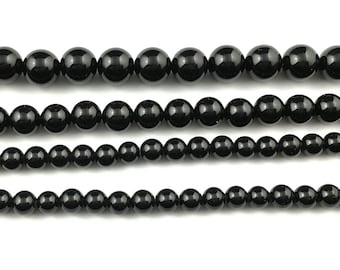 Perles d'onyx noir, Perles de pierres précieuses naturelles, Perles de pierre rondes 4 mm 6 mm 8 mm 10 mm 12 mm 14 mm