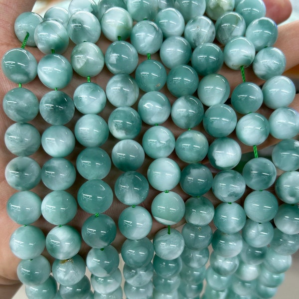 Perles d'angélite vert foncé, perles de pierres précieuses naturelles, perles de pierre rondes 4mm 6mm 8mm 10mm 12mm 15''